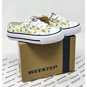Weestep Toddler Lemon Print Low Top Canvas Sneakers Size 7
